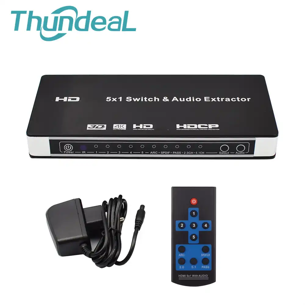 Hdmi Switch 5x1 Hdmi Audio Extractor Switcher 4kx2k 3d Arc Audio Edid 7 1ch Adv 2ch 5 Port Hdmi Audio Extractor Switch Converter Aliexpress