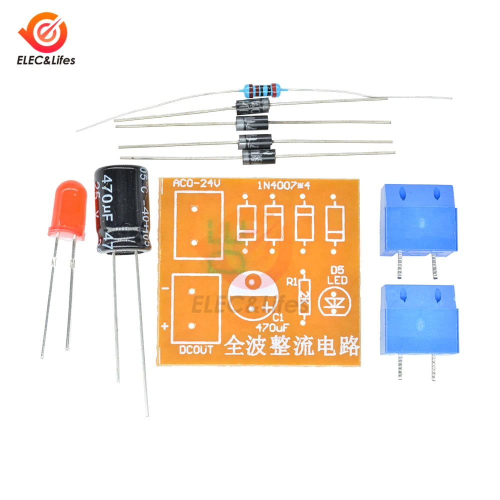 N4007 полный волновой мост выпрямитель DIY Kit AC в DC конвертер монтажная плата
