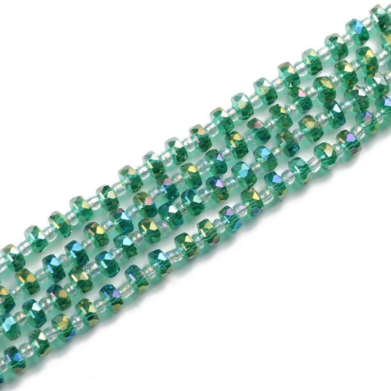 JHNBY бусины в форме колеса с австрийскими кристаллами плоские круглые 4x6 мм 50 шт. стеклянные бусины для изготовления ювелирных изделий браслет ожерелье для женщин DIY - Цвет: Malachite gree
