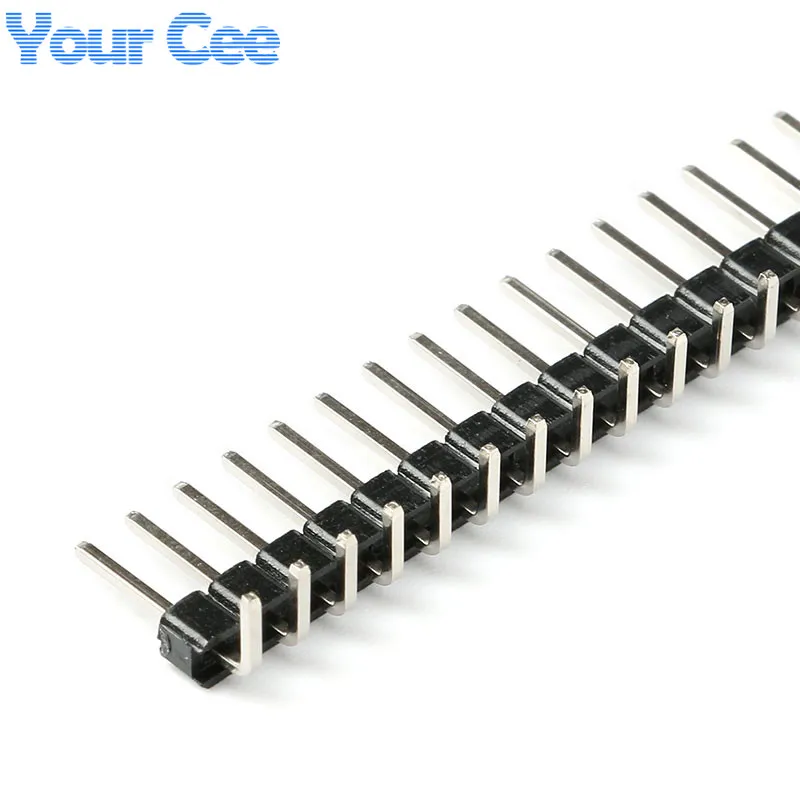 

20 pcs 1x40 Pin 2.54mm Copper Needles Single Row Right Angle Pin Header