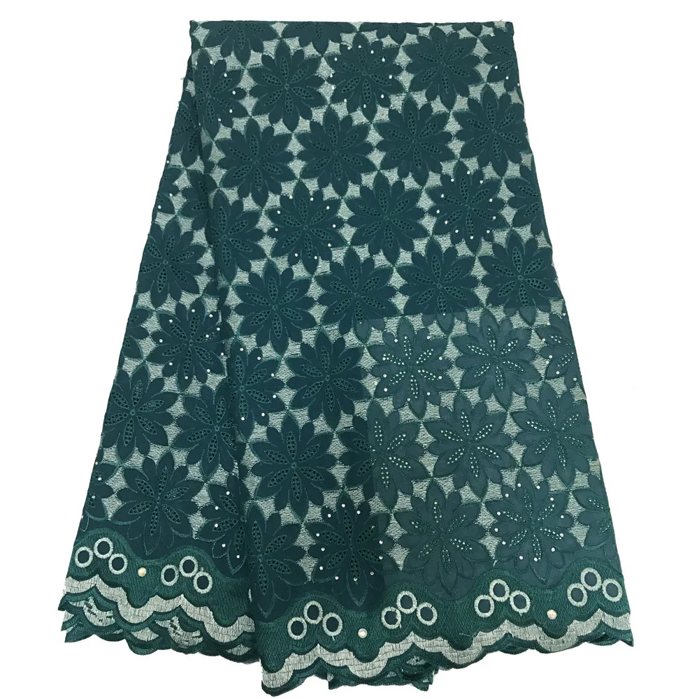 

African Voile Lace Fabric 2018 High Quality Lace Swiss Voile lace In Switzerland Cotton green Dresses For Women HJ157-2