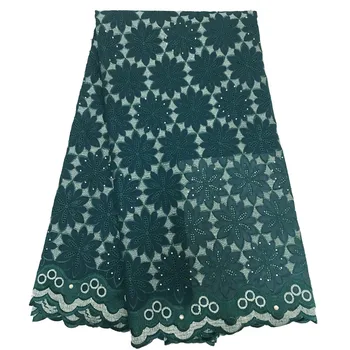 

African Voile Lace Fabric 2018 High Quality Lace Swiss Voile lace In Switzerland Cotton green Dresses For Women HJ157-2
