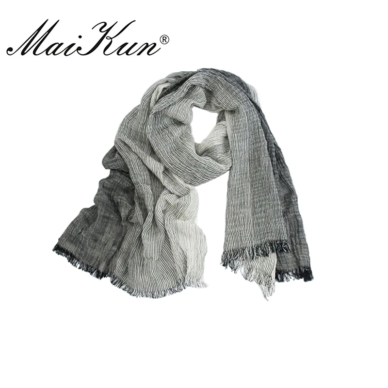 Maikun Scarf for Unisex Blend Gradient Cotton Scarves Soft Tassel Ombre Shawl Warm Bufandas for Men Women