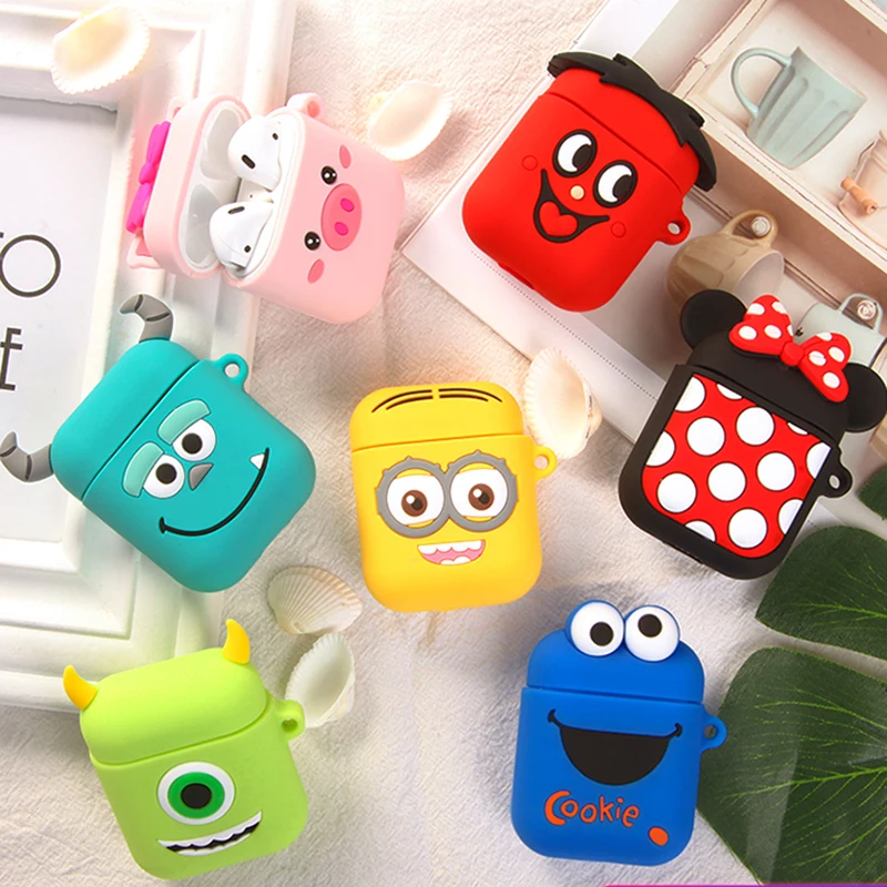 

Cute Cartoon Earphone Case For Airpods 2 Funny Animal Element Bluetooth Wireless Earphone Soft TPU Case For Airpods Charging Box