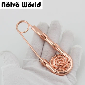 

1 piece Rose Gold Color high quality big pin buckle buckles with flowers ornament for purse bags handbags