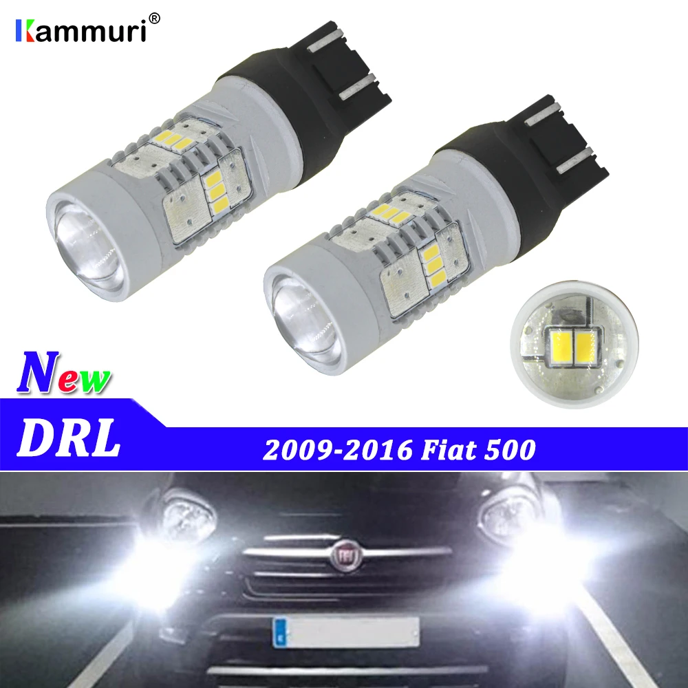 KAMMURI CANBUS No Error White 7443 T20 W21W 14 SMD LED Bulb for Fiat 500 Daytime Running Lights