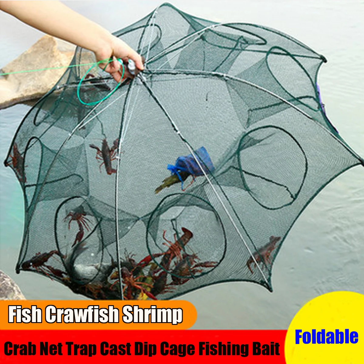 16 Hole Folded Portable Hexagon Automatic Fishing Shrimp Trap Fishing