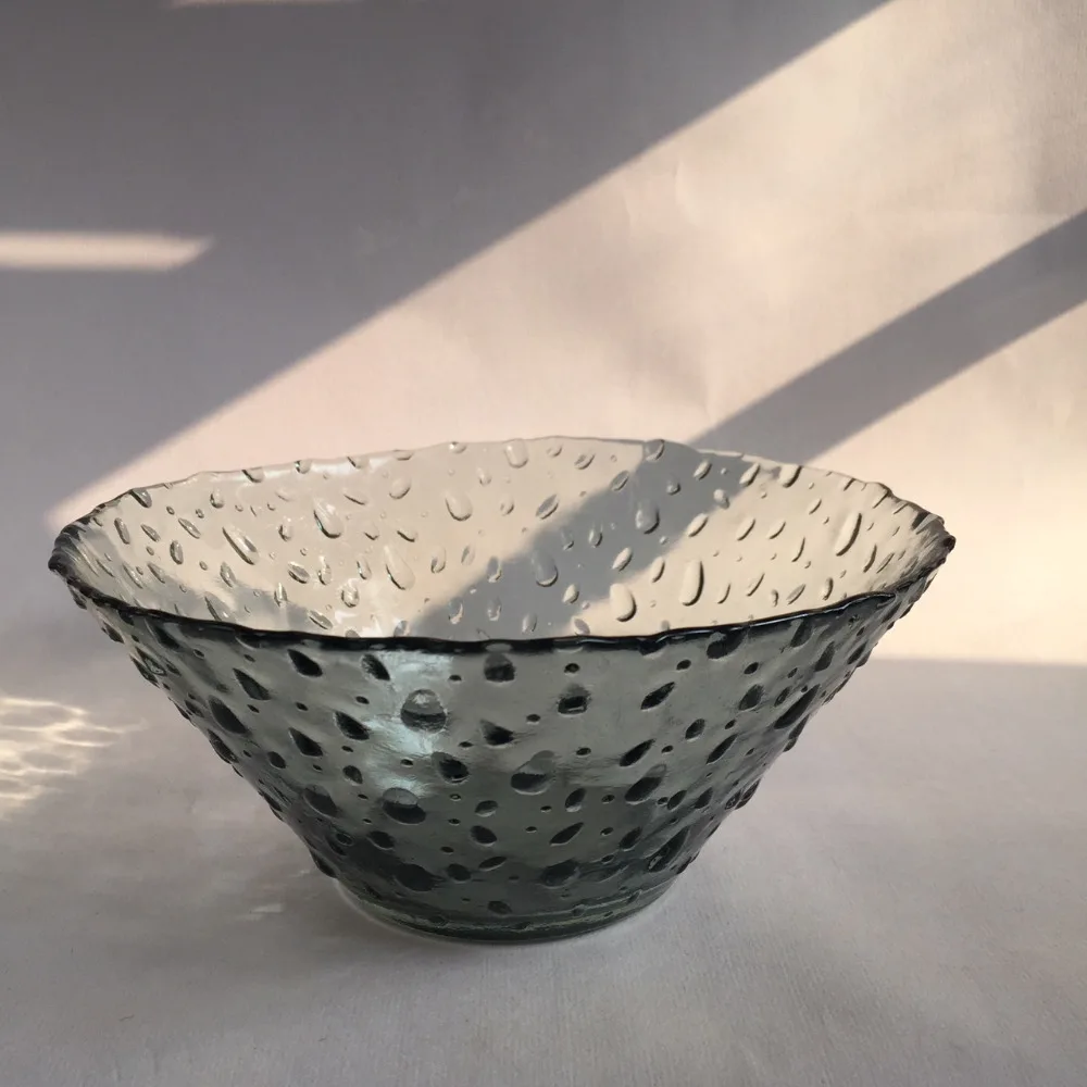 

NEW!Diam 19cm Raindrop decor Recycled Glass Salad bowl,Creative Fruit bowl,Pack of 2PC,Grey color