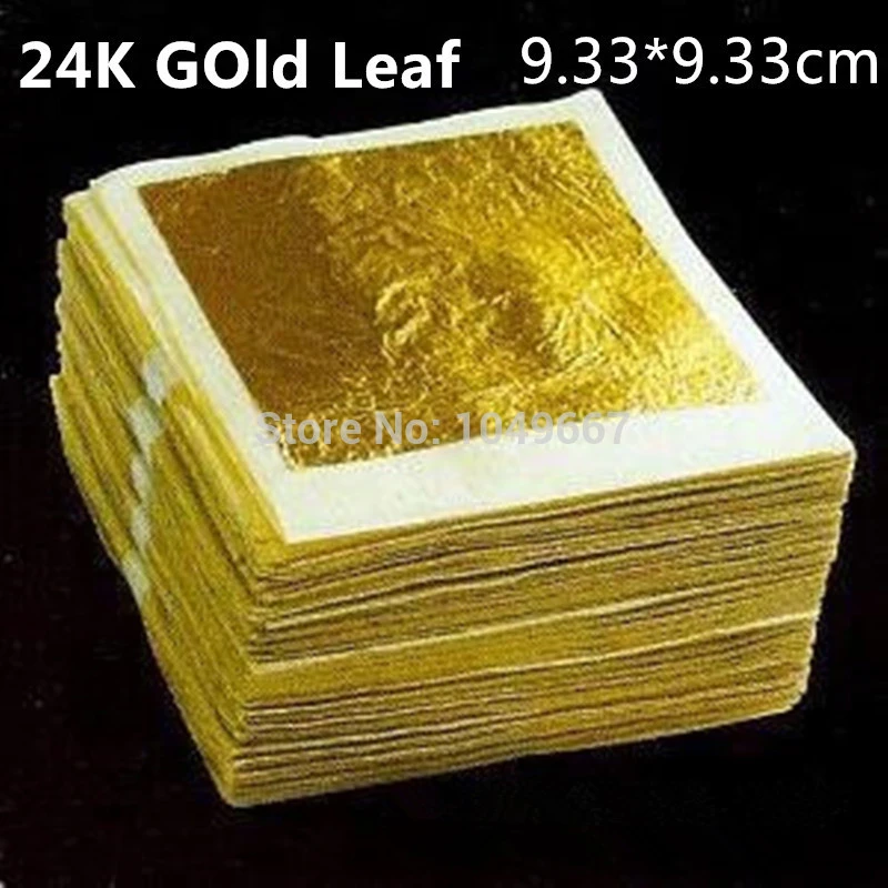50pcs 9.33*9.33cm 24K 99.9 edible genuine gold leaf sheets, used for