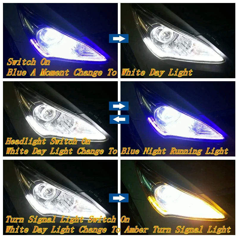 Yituancar 2X12 LEDs External Installation Flexible Night & Daytime Running Strip Light Flow Turn Signal DRL Car Day Lamp Styling