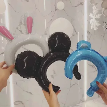 

50pcs/lot Mickey Minnie Rabbit Bear Headwear Headband Foil Balloon Baby Shower Happy Birthday Wedding Party Decoration Air Balls