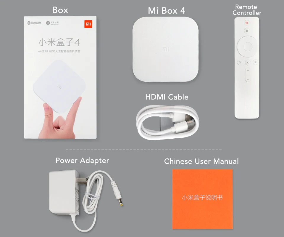 ТВ-приставка в китайском стиле Xiaomi Mi 4 Smart Bluetooth 4,1 с голосовым управлением ТВ-приставка Android 2 ГБ ОЗУ+ 8 Гб ПЗУ 2,4G Wi-Fi 4K HDR