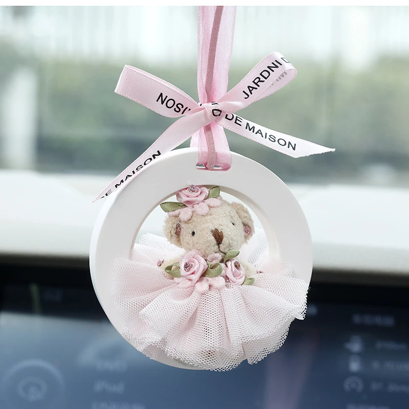 

Car Pendant Cute Bear Perfume Fragrance Air Freshener Rear View Mirror Hanging Ornament Car Interior Decoration Accessories Gift
