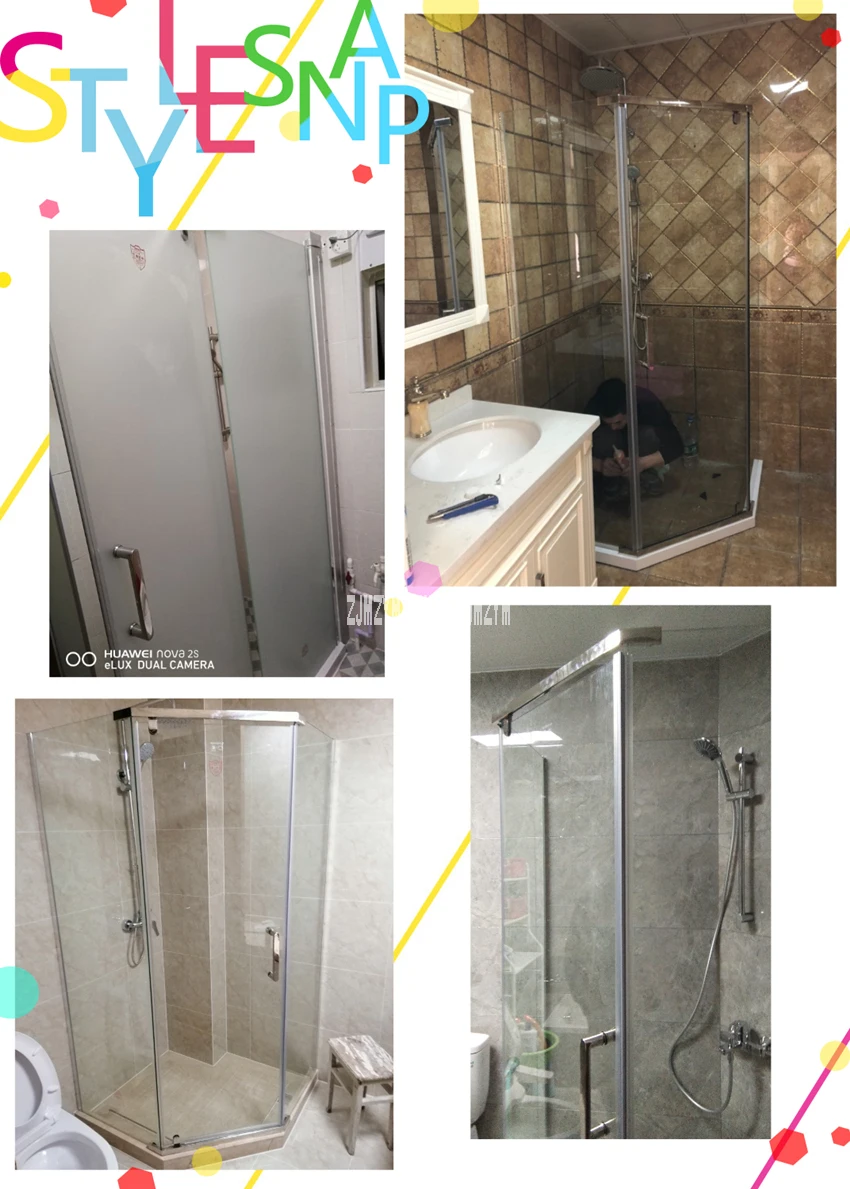 SLM06Z Glass Shower Room Door Stainless Steel Handle Shower Enclosure Aluminum Alloy Side Column Plastic Steel Stone Foundation