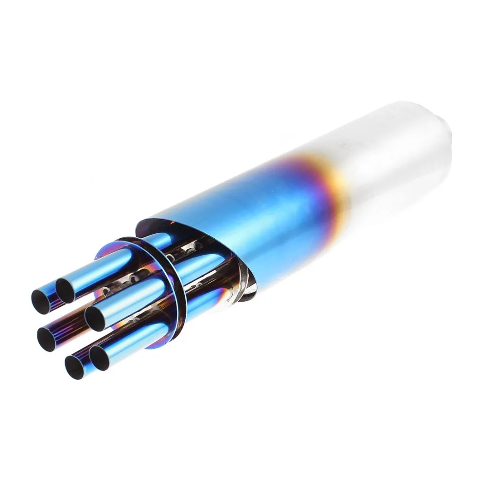 Motorbike 400mm Long 32mm Inlet Machine Gun Tip Exhaust Muffler Silver