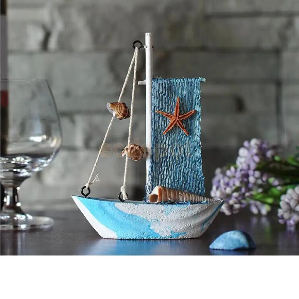 Handcrafted Wooden Nautical Sailing Boat Ornament Home Desktop Decor Christmas Gift