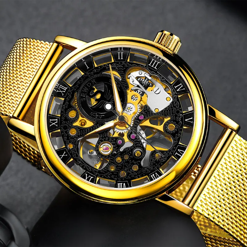 

SEWOR Fashion Luxury Thin Dial Neutral Design Fashion Men Small Watches Top Brand Luxury Gold Skeleton Mechanical Watches