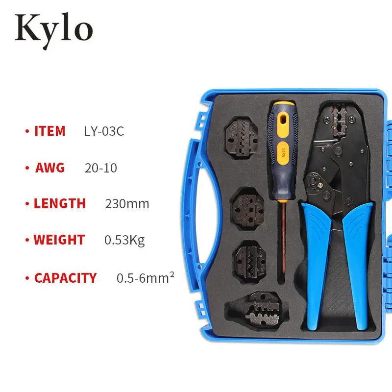 5 in1 Insulated Cable Connectors Terminal Crimping Tool Wire Crimper Pliers Case 