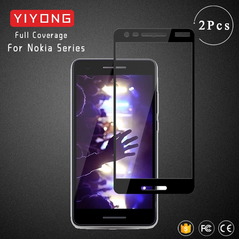

YIYONG Tempered Glass For Nokia 3 5 7 8 6 2018 Full Cover Screen Protector For Nokia 7 Plus 2.1 3.1 5.1 6.1 7.1 x6 x7 Glass Film
