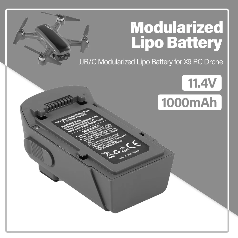

Original JJR/C Battery 11.4V 1000mAh Lipo Battery For JJRC X9 RC Quadcopter Drone Spare Parts Accessories