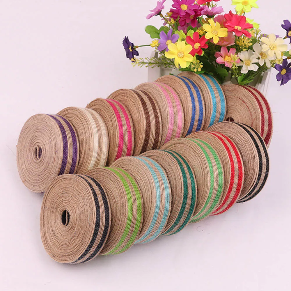 

Cheap Quality Linen Fabric Tape For Home Party Decor 2.5cm Width 10M/Roll Colorful Linen Ribbon Decorative Linen Webbing ZY004