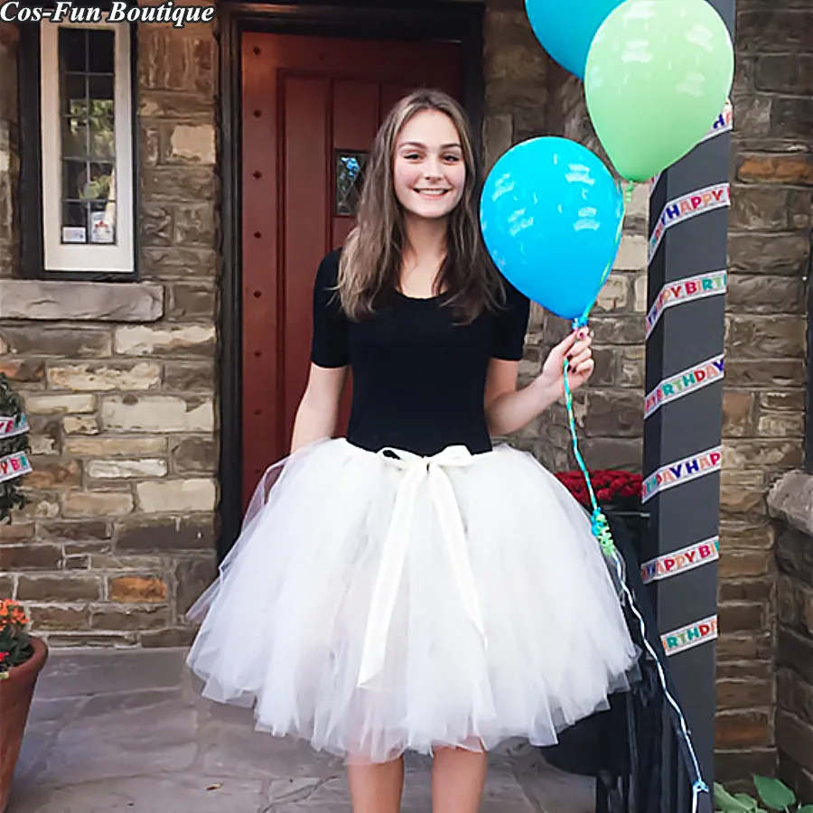 

Women Tutu Skirt Casual 2018 Ivory Bachelorette Adult Wedding Tutu Skirt Pure And Sweet Party Girl layered Clothes One Size 50cm