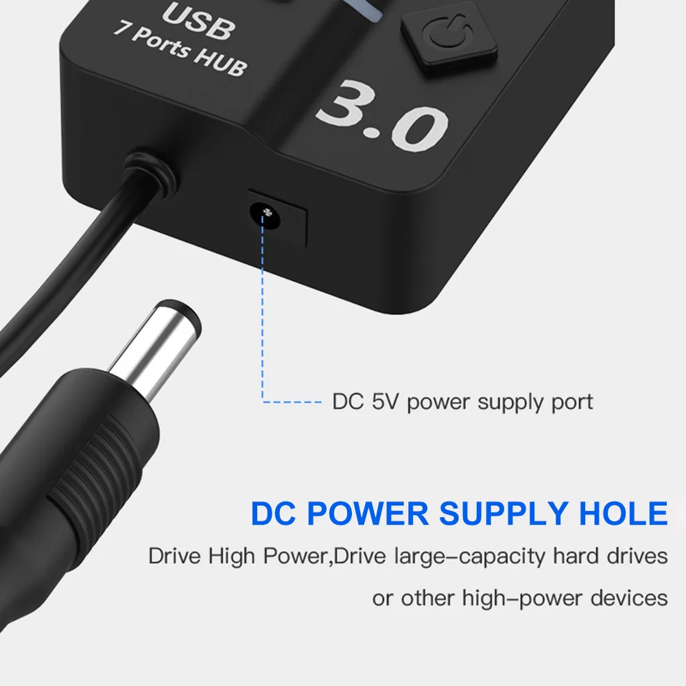 USB 3 0 концентратор сплиттер 7 портов w/вкл/выкл выключатели подключи и играй