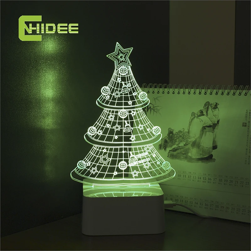 CNHIDEE Novel USB Night Light Star 3D Led Lamapara Nightlight Christmas Tree Dimmable Table Lamp