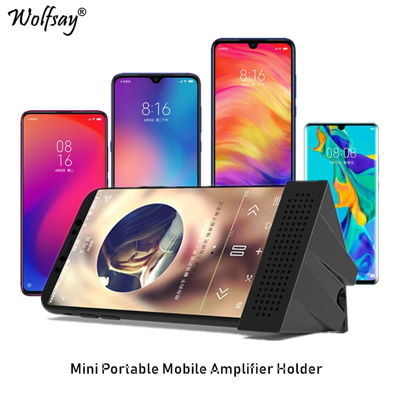 مصغرة المحمولة المحمول مكبر للصوت حامل التلفزيون الموسيقى الفيديو الذكي الدقة مكبر صوت حامل هاتف مع الصوت Amplificatio