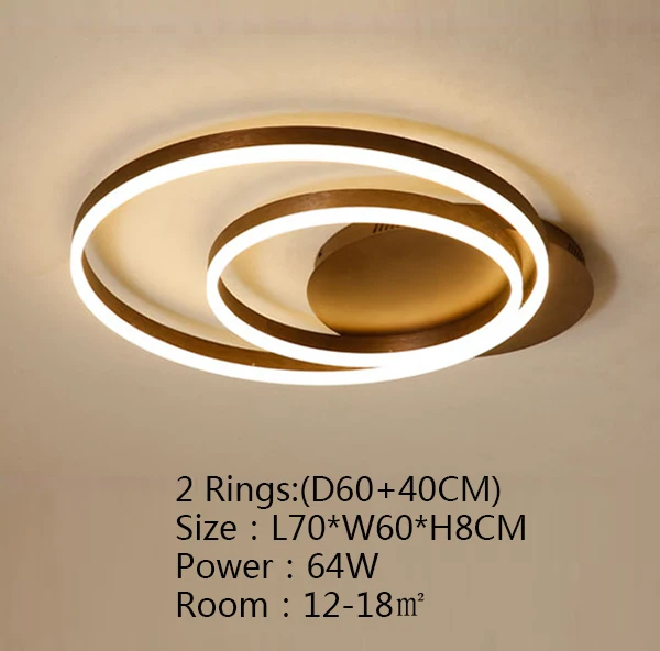 Новое поступление, креативные кольца, современные светодиодные потолочные лампы для гостиной, спальни, комнаты, светодиодные лампы lamparas de techo, потолочные светильники - Цвет корпуса: 2 Rings D60 40cm