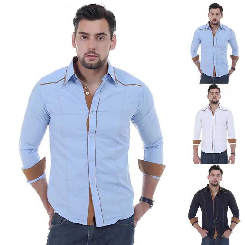 

HuLooXuJi Men Shirts US Size:XS-XL Brand 2019 Male High Quality Long Sleeve Shirts Casual Hit Color Slim Fit Men Dress Shirts