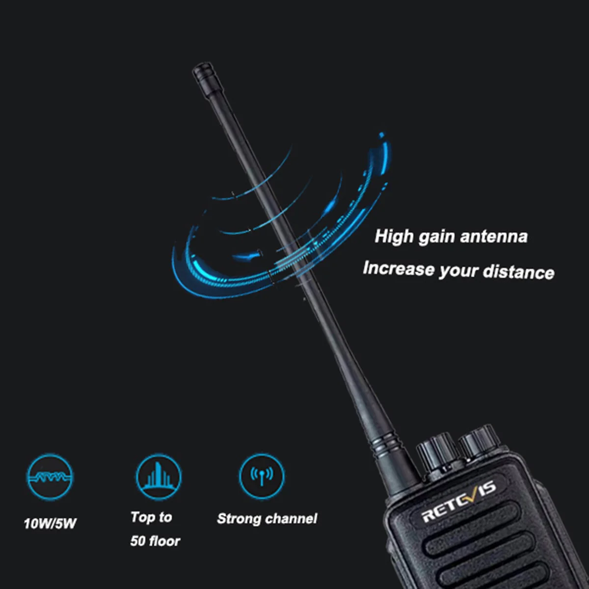 Портативная рация Retevis RT1 VHF (или UHF) VOX с двумя антеннами 3000 мАч двухсторонняя