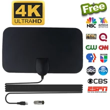 Kebidumei 4K 25 dB Antena De TV Digital interior alta ganancia HD TV caja DTV 50 millas Booster Active antena HD diseño plano