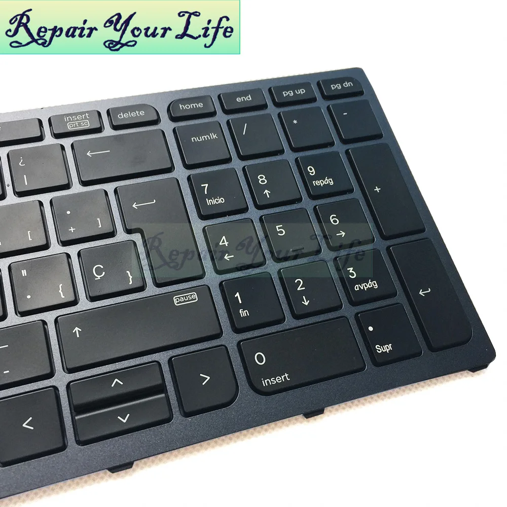 Original e Novo com Moldura para hp Layout com Backlit Zbook Teclado Espanhol 15 g3 17 sp - Imagem 3
