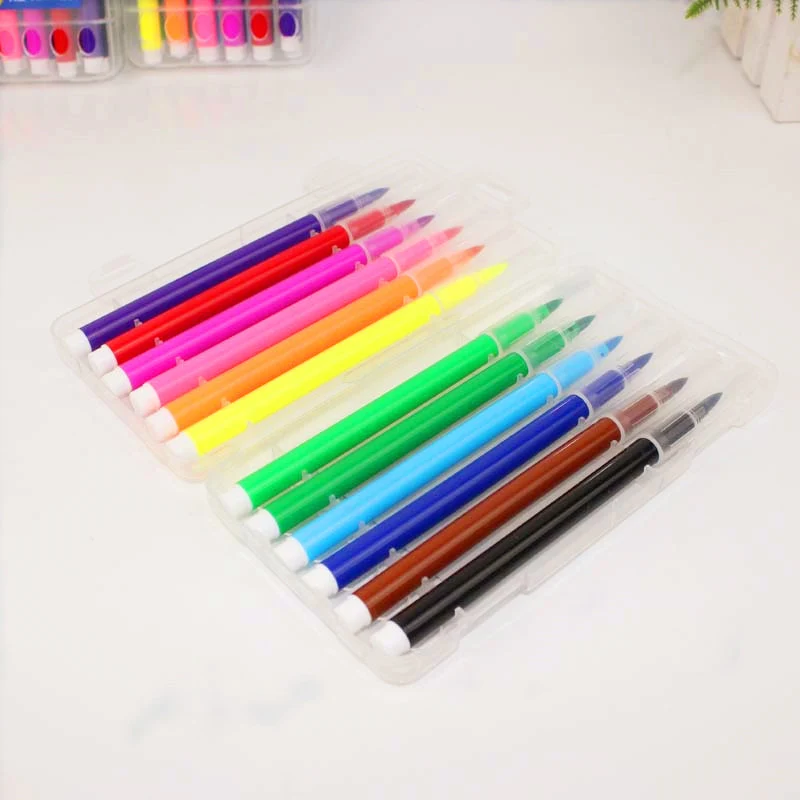 

Children Diy 12 Colors Non-toxic Washable Colorida Pen Set Soft Brush Pen Mark Painting For Drawing Painting Art Supplies