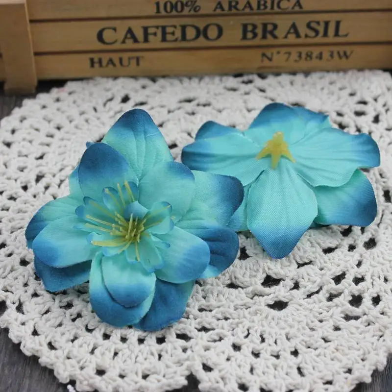 1 шт., искусственное украшение, маленькая синяя голова дикого цветка, сделай сам, шелковые свадебные цветы, украшение для дома, высокое качество - Цвет: Water blue
