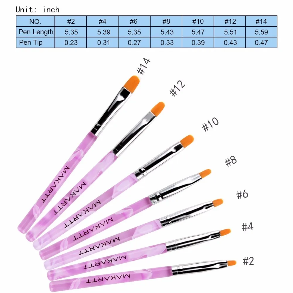 100 компл./лот 7 шт. разных размеров УФ гель Кисточки Дизайн ногтей профессиональный рисовать Кисточки для Ложные Типсы Оптовые g0168xx