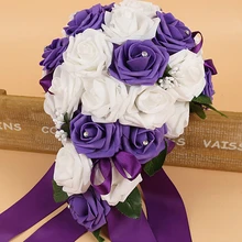 ПЭ Пена Цветок Искусственный Свадебный букеты Кристалл Свадебные для невесты букеты в форме капли Бирюзовый Королевский синий