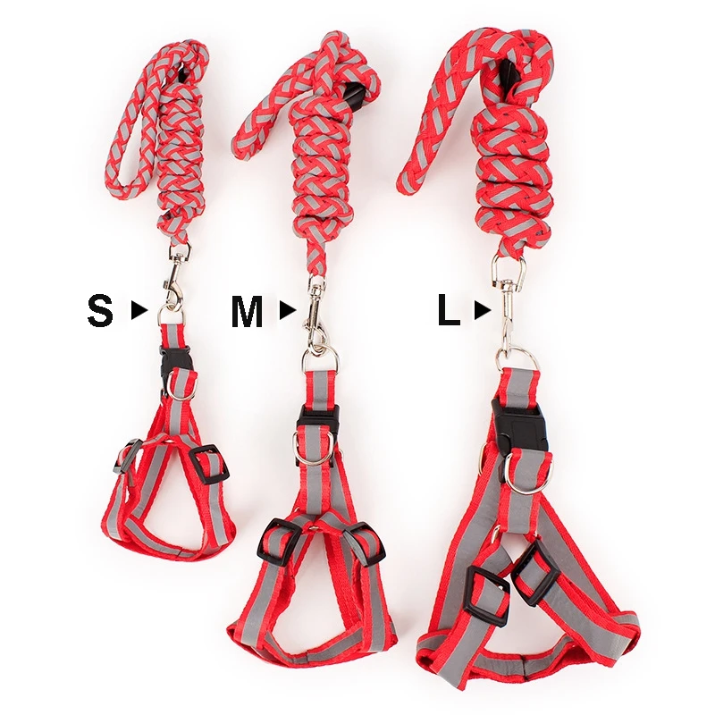 

Cool Reflective Pet Dog Leash Rope Fashion Polyester Woven Pet Chest Strap Dog Chest Back Traction Leashes For Small Medium Dogs