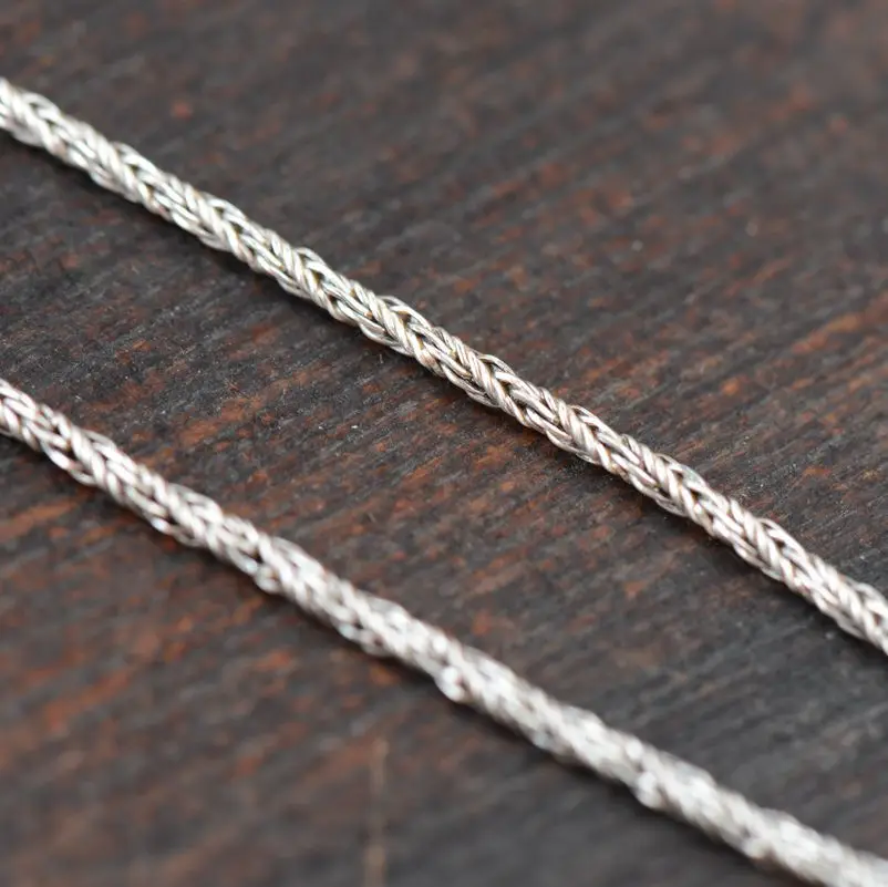 Винтажное 925 пробы Серебряное ожерелье цепь для женщин и мужчин пеньковая веревка плетеный Тип Ювелирные изделия