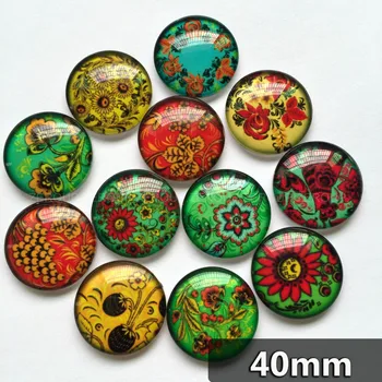 

Round Glass Cabochon 40mm Mixed Pattern Handmade Diy embellishments Suppies for jewelry clasps craft 5pcs TP-372