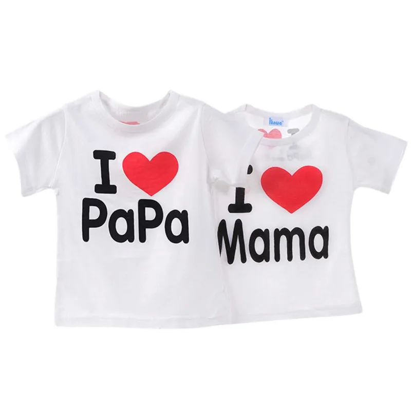 

2018 Loja Oficial Baby Kids Unisex Boys And Girls Short Sleeve T-shirt For I Love Mama & Papa Section Cotton Tops Tee Shirt