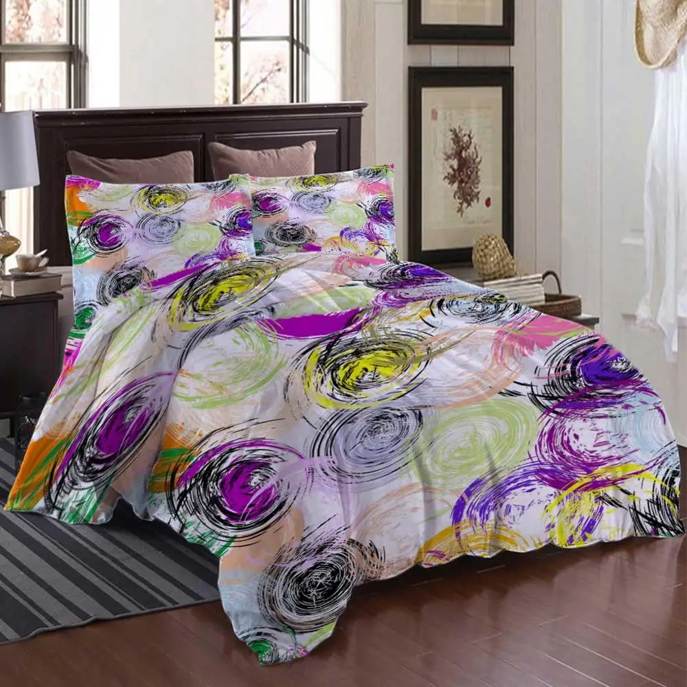 

Abstract color circles Bedding Quilt Cover Duvet Cover Set Pillowcase Microfiber Soft Comforter Bedroom Single Queen King
