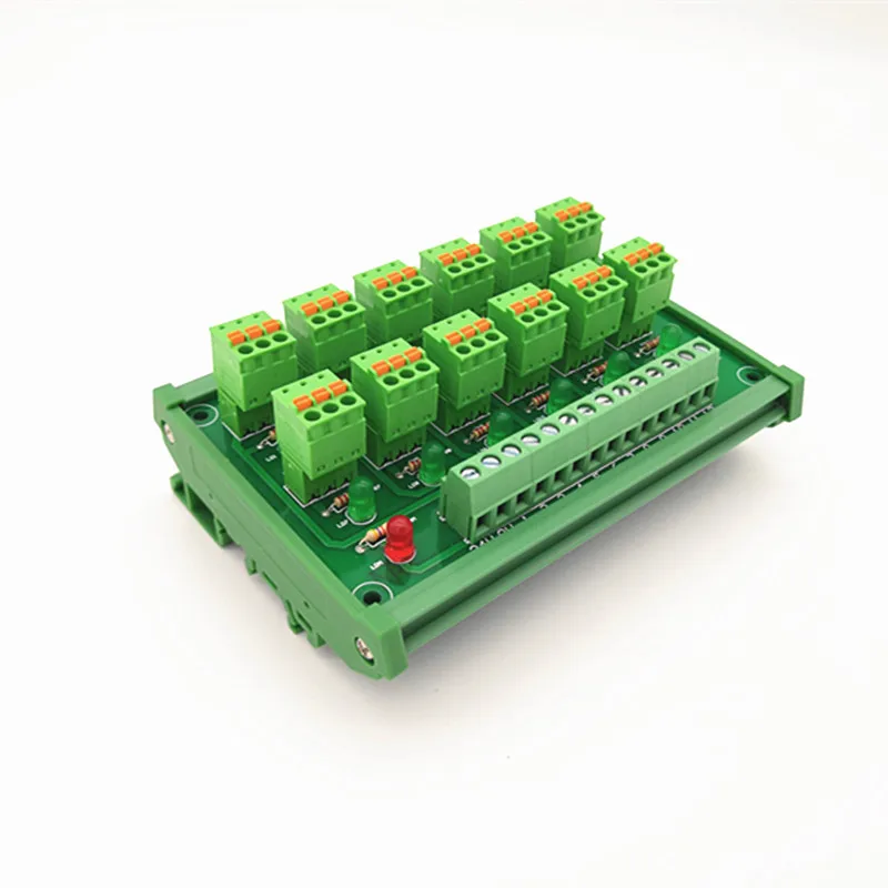 

DIN Rail Mount PLC12 channel PNP input spring wiring IO photoelectric proximity switch sensor terminal block.