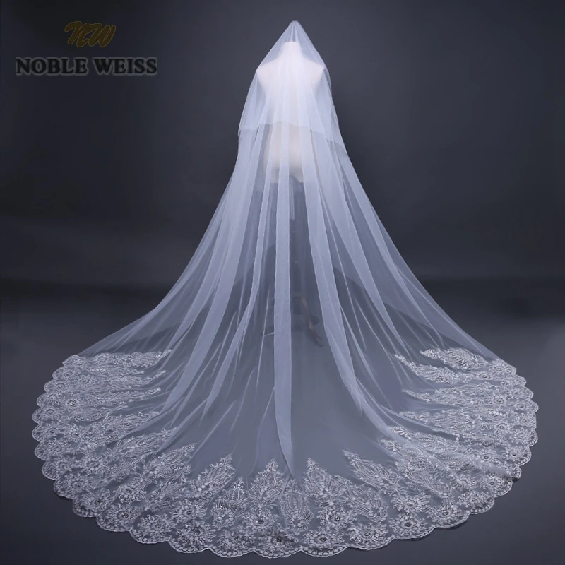 

NOBLE WEISS Two Layers 3*3 Meters wedding veil Cathedral bridal veils Customize Wedding Party Veil With Comb