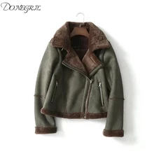 Высококачественная мохнатая замшевая куртка из искусственного меха, зимняя женская куртка с отворотом на молнии, короткое пальто из искусственного меха, верхняя одежда