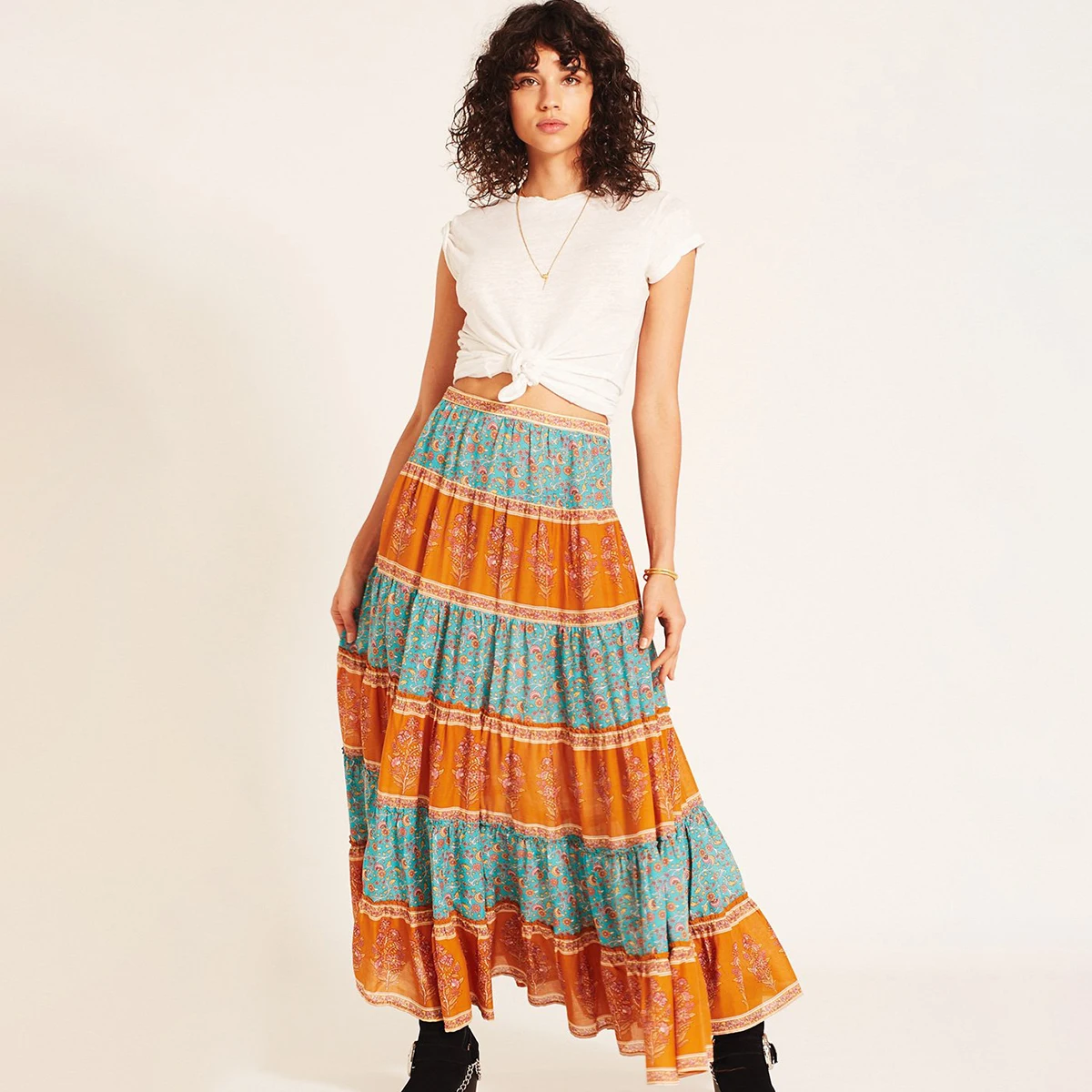 Wisteria Maxi Skirt Women Bohemia Vintage Inspired Pleated Long Skirt ...
