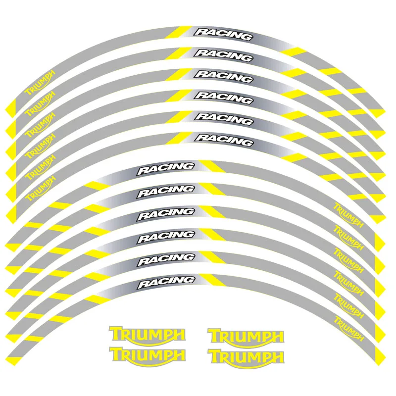 Новинка, высокое качество, 12 шт., подходит для мотоцикла, наклейка для колес, в полоску, светоотражающий обод для TRIUMPH