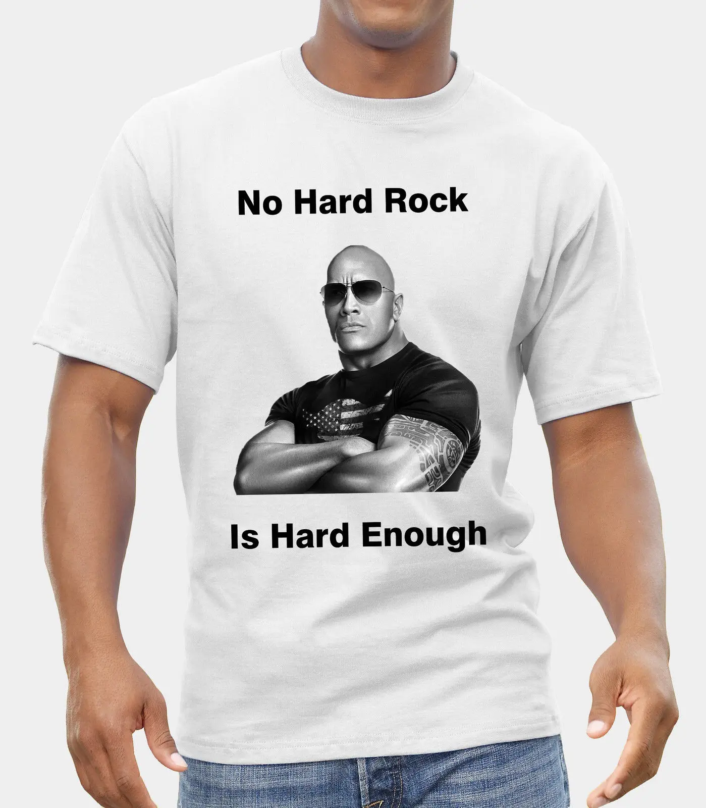 

Dwayne Johnson The Rock LOGO T-SHIRT FRUIT OF THE LOOM PRINT BY EPSON Cool Casual pride t shirt men Unisex Fashion tshirt