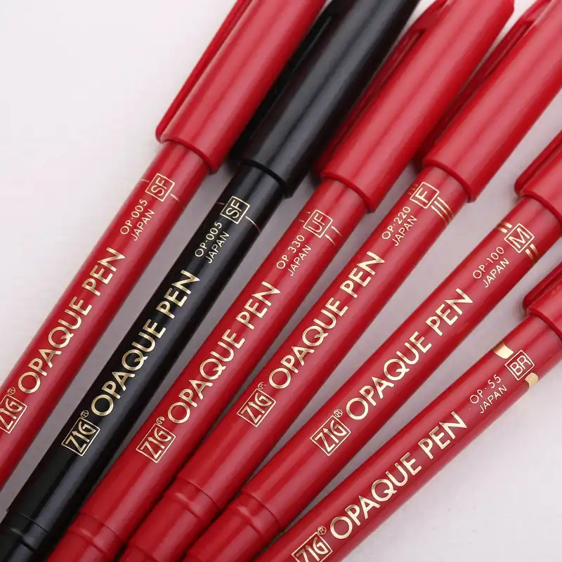 Japan Kuretake Zig Opaque Pen Red/Black Super Fine(SF 0.05mm)/UF(0.3mm)/F(0.7)/M(1.2mm)/Brush